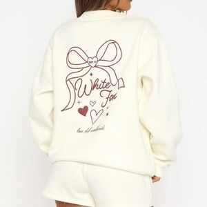 White Fox Love You Forever Cream Sweater NWT
